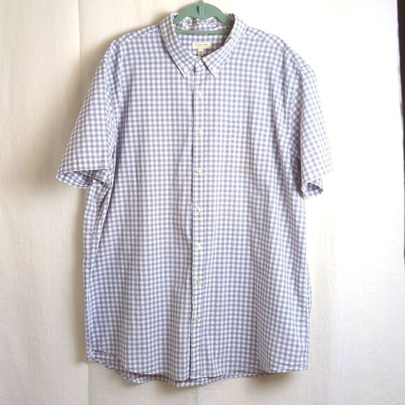 Sonoma  Short 3XL Big and Tall Gray and White Gingham Short Sleeve Shirt - Picture 1 of 8